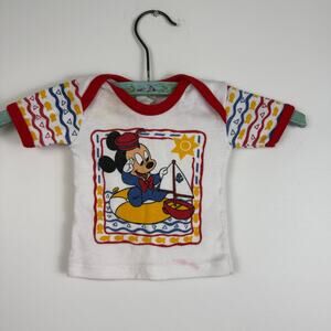 Vintage 80s Disney Baby Mickey Mouse short sleeve top Newborn